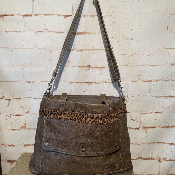 Jenny N Designs Custom Archive Tote Tan/Leopard EUC - Picture 2 of 13